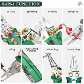 8 in 1 Wire Stripper Twister with Electricity Measurement, Multi-Function Wire Stripping Pliers for Wire Stripping Crimping and Cutting，Applicable AWG18-10/6, 1.0, 1.5, 2.5, 2.0, 4.0 mm² wire
