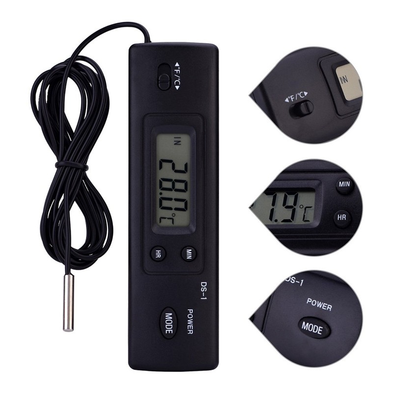 Digital Temperature Meter Electronic LCD Thermometer Probe Sensor Wire Temperature