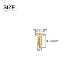 DTGN M3.5x12mm(DxL) Brass Phillips Wood Screws - 25Pack - Good for Wood Crafts, Furniture - Countersunk Head Self-Tapping Screw - Brass Tone