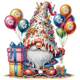 Syntego 5D DIY Birthday Gnome Diamond Painting Kit Crystal Rhinestone Canvas 30cm x 30cm