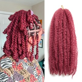 18-inch Burgundy Marley Twist Braiding Hair – Soft, Fluffy & Versatile Synthetic Extensions for Natural-Looking Styles, Perfect for Crochet Hair & Cuban Twist Hair
