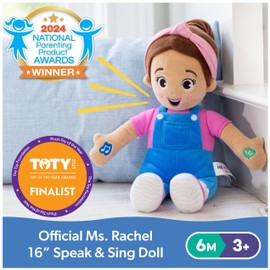 Ms. Rachel Official Speak & Sing Doll, 16” Tall Interactive Toy with 4 Songs & 16+ Phrases, Toddler Toys for Girls & Boys Ages 6 Months to 3+ Years.