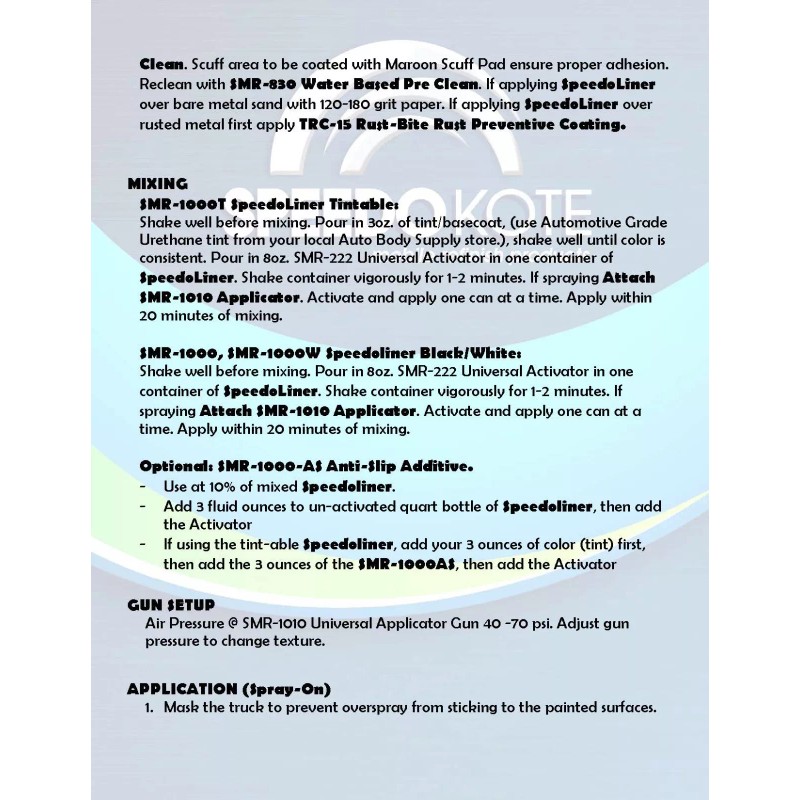 Speedokote T-Rex Low Gloss Black Truck Bed Liner, SMR-1000FB-K1 Truck