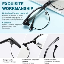 AUGUSTYUE Lentes para Computadora, Anteojos de Bloqueo de Luz Azul, Marco Ultraligero, Anti Fatiga de Ojos, Mejorar el Sueño, Bloqueo UV, Universal para Hombres y Mujeres