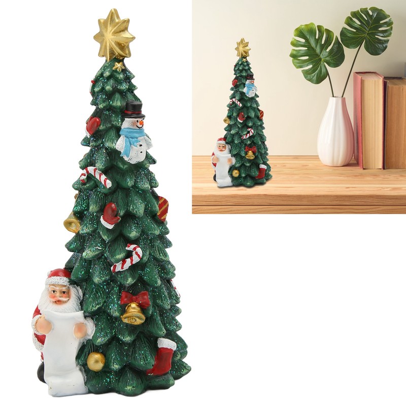Christmas Tree Statue Durable Fadeless Resin Christmas Tree Figurine Exquisite