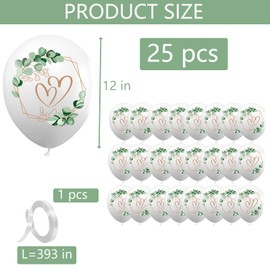 25 Stück Luftballons Hochzeit,12 Zoll Herz Ballons Hochzeit, Herzen Eukalyptus Hochzeitsballons Weiß für Heiratsantrag, Verlobung Part Dekoration