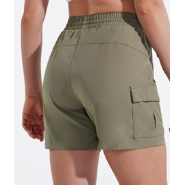 MASKERT Pantalones cortos cargo de senderismo para mujer, de secado rápido, pantalones cortos de golf atléticos de 5 pulgadas, ligeros, para correr, verano, Salvia Plateada Con Bolsillo Cargo, XXL