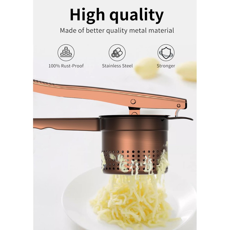 GloTika Large 15oz Potato Ricer Masher, Heavy Duty Stainless Steel