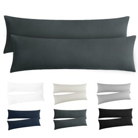 RUIKASI Oeko Tex Pillowcase 40 x 145 cm, Grey, Set of 2 Side Sleeper Pillow Cover, 40 x 145 cm, Anthracite with Microfibre Zip, Side Sleeper Cushion Cover, 145 x 40 cm Pillow Case Pillow Cover