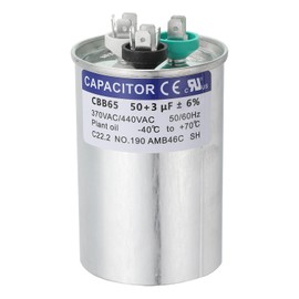 PATIKIL CBB65 Capacitor, 50+3uF 370-440 VAC 50/60Hz Aluminium CBB65 Air Conditioner Motor Starting Round Capacitor for HVAC Systems, Air Conditioner, Heat Pump