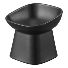 Yamazaki Home Tower Elevated Ceramic Pet Food Bowl - Angled, Non-Slip, Microwave & Dishwasher Safe - 6.7Oz (Black)