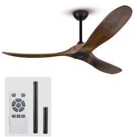 Outdoor Ceiling Fan No Light, 60 Inch Fan with Remote, Indoor Ceiling Fans Without Light, 3 Blades, 5 Speed, Reversible DC Motorvoltage (v): 110-240, plug type: N/A, color: 60'' Black