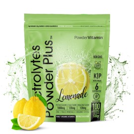 PowderVitamin Electrolytes Powder Plus Keto, Lemonade (100 Servings) 0 Sugar, No Maltodextrin,1000mg Potassium,120mg Calcium,120mg Magnesium,Organic Vitamin C,Zero Calories, Energy Hydration Powder