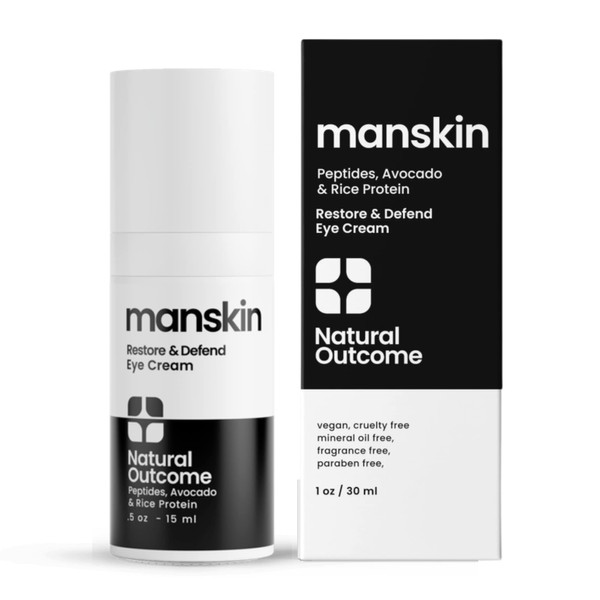 natural outcome Mens Eye Cream for Anti Aging - Dark Circles Under Eye Treatment and Reduce Puffiness - Restore & Defend Eye Bags Cream for Men, Prevent Fine Lines & Wrinkles with Peptides, Hyaluronic Acid, Rice Proteins