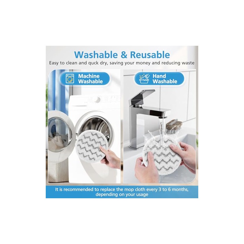 iSingo 6 Pack 3897A / 3712 Rotating Steam Mop Pads