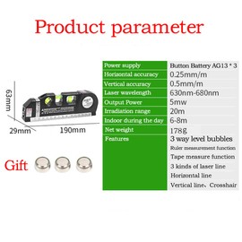 HONGCI Multipurpose Laser Level with 8ft/250cm Standard Metric Tape Ruler,Spirit Level Laser,Measuring Tape,Good for Hang Photos,Install Shelves,Lay Floors,Hang Wallpaper