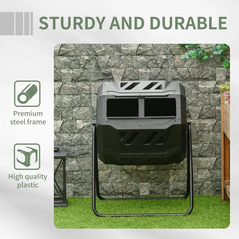 Outdoor Furniture Black Tumbling Outdoor Compound Fertilizer Drum 162Lsize: one