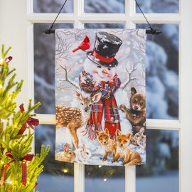 Evergreen Forest Friends Garden Suede Flag