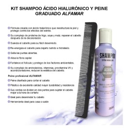 Shampoo Acido hialuronico Hidratante, Evita El Frizz, Repara, Sella Puntas y Protege El Cabello + Peine ALFAMAR