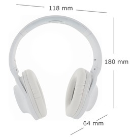 SCHWAIGER KH220BTW 513 On Ear Bluetooth Headphones Over Ear Headphones with Microphone and Side Control Buttons Faux Leather Jack Connection Running Time 8 Hours Size Adjustable White