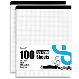 Koogel 2PCS Graph Paper Pads, Quad Ruled Notepads Graph Paper Legal Pad 21.5 x 28cm for School Office White