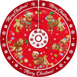 Golden Retriever Christmas Tree Skirt 48 Inch for Indoor Outdoor Decor