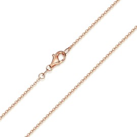 Materia K53 rose gold anchor chain necklace 925 sterling silver, 1 mm silver necklace available in 30 cm, 40 cm, 45 cm, 50 cm, 60 cm, 70 cm, 80 cm., Silver
