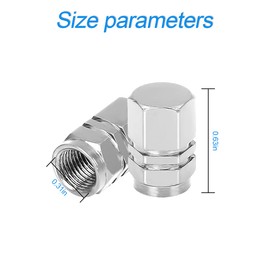 4 PCS Tire Stem Valve Caps Wheel Valve Covers Car Dustproof Tire Cap, Leak-Proof Air Protection Fits Cars, Trucks, Bikes, Motorcycles, Bicycles, Hexagon Shape Design (Silver)