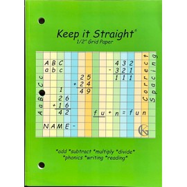 Keep it Straight Grid Paper, 3 hole punch, Colored grid notebook, paper pad, ADHD, school supplies, Large squared notebook, Bullet journal, office supplies, tools for kids, 8.5 x 11