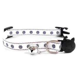 Anchor Print Cat Collars with Bell. Quick Safety Release Breakaway Buckle. Available in Cat & Kitten Size | Zacal Cat Collars (Cat Collar (20cm - 30cm), Boat Wheel Print)