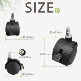 Brodio Casters Set of 4 Insert-In Casters Replacement Casters Quiet Office Chair Gaming Chair Storage Box Scratch Resistant Replacement, 360 Degree Rotation, Smooth Moving, Chair Replacement Casters
