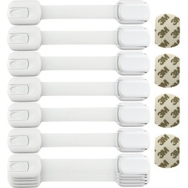 CHEEKY MONKEY 10 Pack Child Safety Strap | Cupboard Door Locks for Children | Baby Proof for Cabinets Drawers Toilet Fridge Locks | Adjustable with No Trapped Fingers Easy to Install