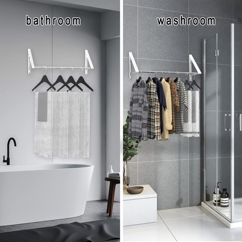 Anjuer Laundry Room Drying Rack Wall Mounted Clothes Hanger Folding