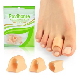 Povihome Hammer Toe Straightener Corrector - Gel Toe Splint Relief for Curled, Claw, Crooked Toes, Hammer Toes - Toe Corrector for Women and Men, 3 Different Sizes (3 Size, 6 Pcs, Beige)
