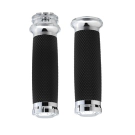 Twilight Garage 1" Chrome Motorcycle Hand Grip Handlebar Grips Cable Throttle Compatible with Harley Davidson Sportster Honda Yamaha Suzuki Kawasaki Harley Cruiser