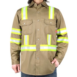 VATRENUS FR Shirts 7.5OZ High Visibility/High Vis Flame Resistant 100% Cotton Men's Pre-Washed Fire Retardant Work Shirt