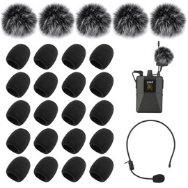 BDSHUNBF Pack of 25 Microphone Windscreen, Lavalier Microphone Wind Protection, Mini Microphone Headset Windscreen, Furry Windscreen, Pop Protection Microphone for Microphone