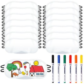 21 PCS White Eye Sleep Sublimation Coverings Set, 15 PCS Eye Mask with 6 PCS Fabric Marker Pens, Sleepover Party Supplies Slumber Party Favors Sleep White Soft Shade Blindfold Eye Covering