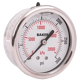 Baker AHNC-3000P Pressure Gauge, 0 to 3000 psi