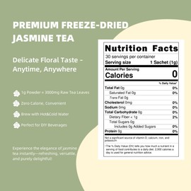 EAST NATURHUS Pure Jasmine Tea Powder – 100% Natural Instant Freeze-Dried Tea, No Added Sugar, Perfect for Hot & Iced Drinks, DIY Lattes