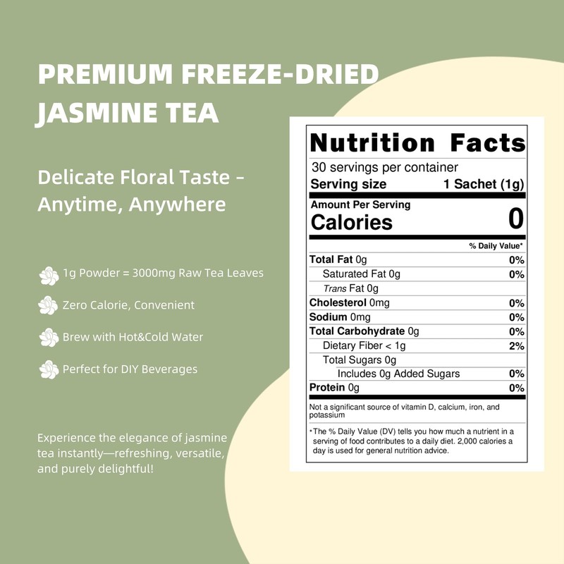 EAST NATURHUS Pure Jasmine Tea Powder – 100% Natural Instant