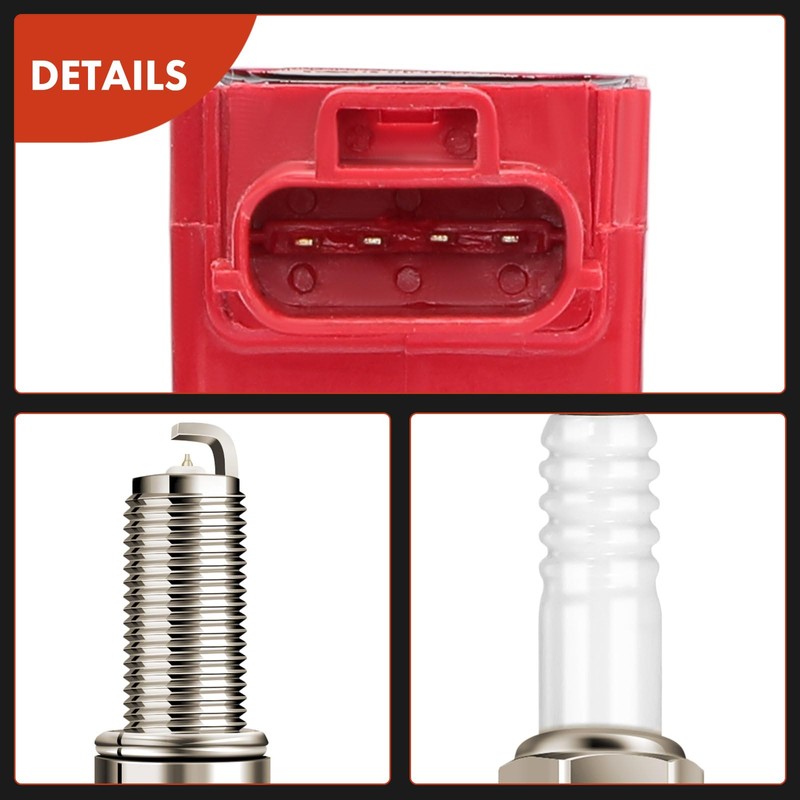 A-Premium (Red) Set of 8 Ignition Coil Pack and Iridium
