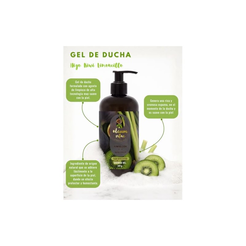 Jabón Líquido Oleum Vitae Kiwi Bloom Shower Gel, 360 G