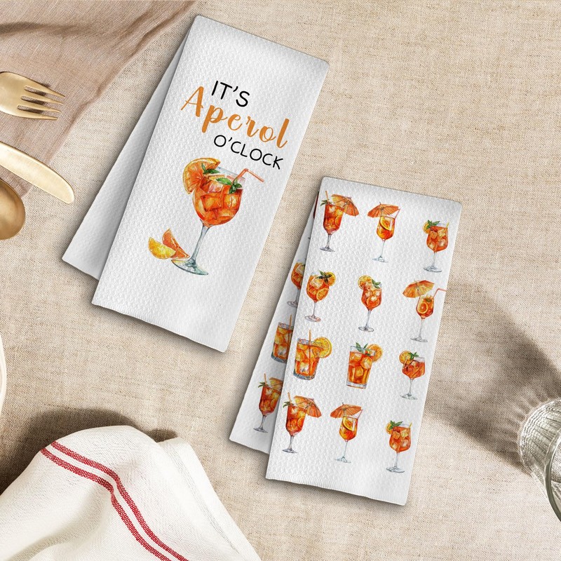 ChenCraty Funny Aperol Spritz Kitchen Towels Set of 2, Aperol