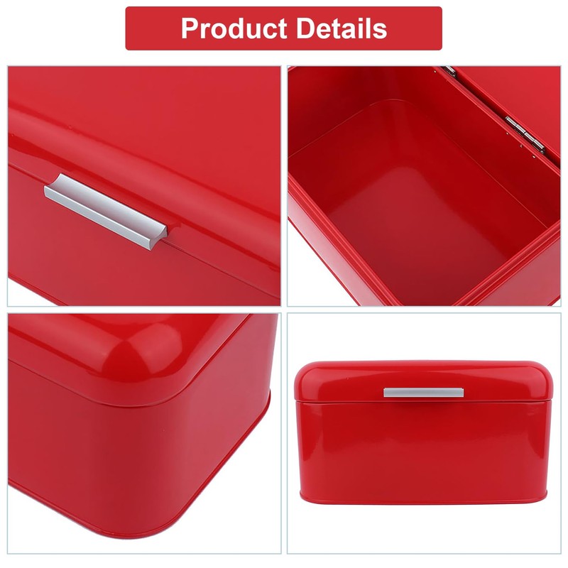 Retro Metal Bread Box for Kitchen Counter - Large Capacity