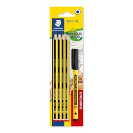 STAEDTLER HB Noris School 120 SBK8P2 Drawing Pencils for Sketching Including 8 HB Pencils & Black Handwriting Pen Set of 9