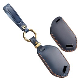 TECART Leather 8-Button Key Fob Cover Fit for 2023-2024 Kia Telluride Remote Key Fob Case Holder Protector Accessories with Keychain Blue