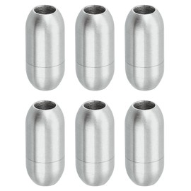 sourcing map Leather Cord End Clasp, 6Pcs 5mm Hole Leather Clasps, Cord End Caps Closures Leather Cord Buckle for Making DIY Supplies Crafts, Silver