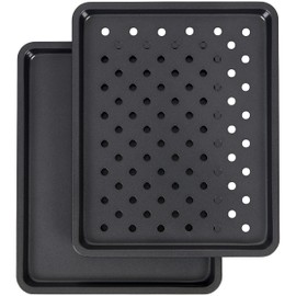 Wilton Perfect Results Toaster Oven Baking Sheet Pan & Crisper Tray, 2-Piece Set, Steel