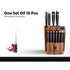 BRODARK Kitchen Knife Set with Block, Full Tang 15 Pcs